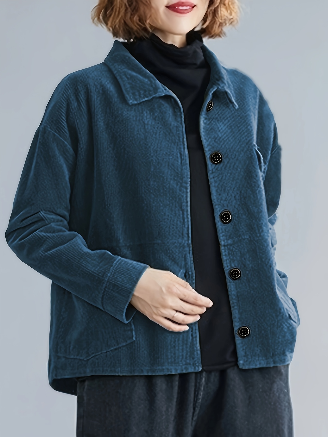 plus size womens plus size corduroy jacket lightweight Temu New