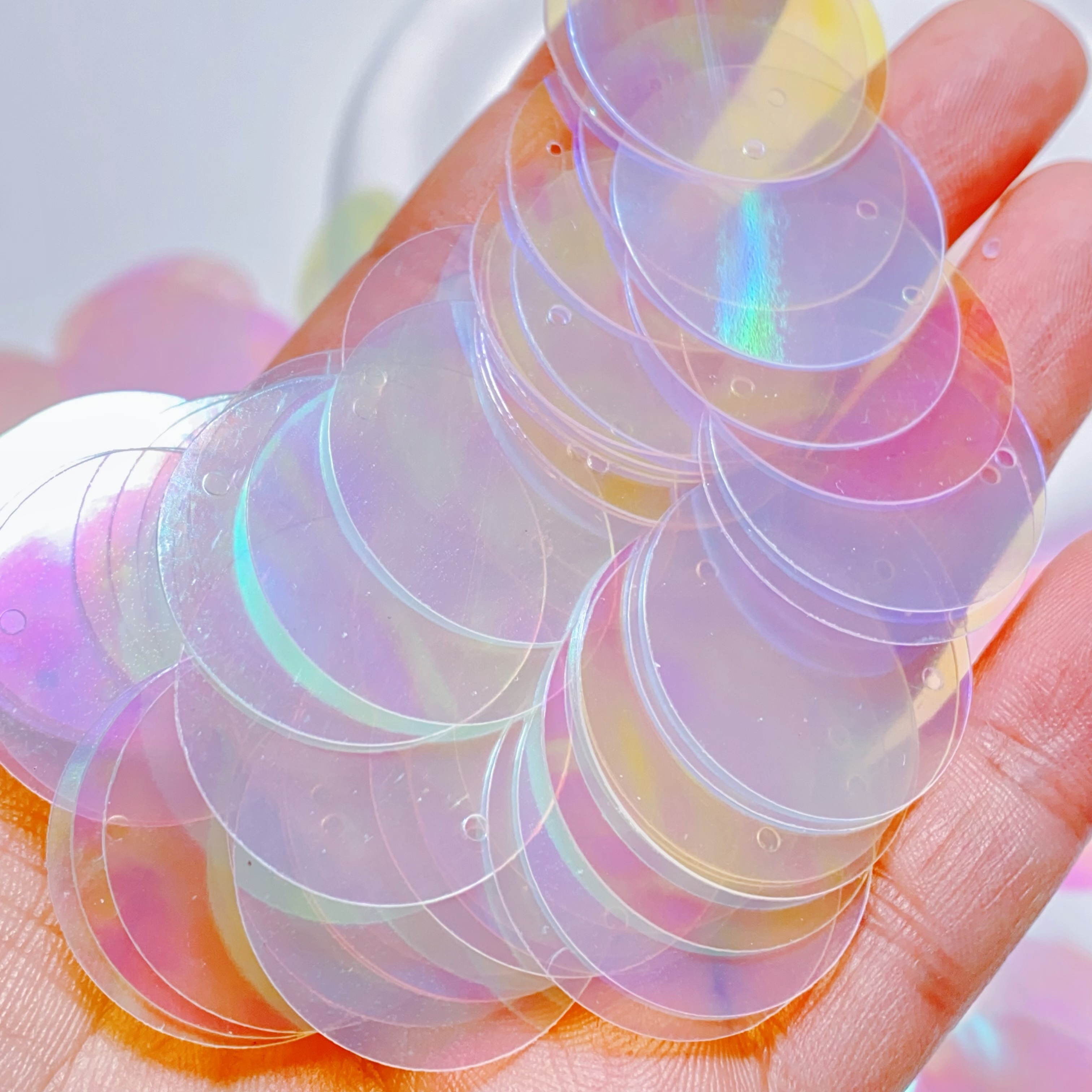 TEMU 40 Stück 25mm Loch Ölfarbe Fischschuppen Runde Pailletten, Handgemachte DIY Nähzubehör für Hochzeitskleider, Bühnenkostüm-Dekoration, Ohrring-