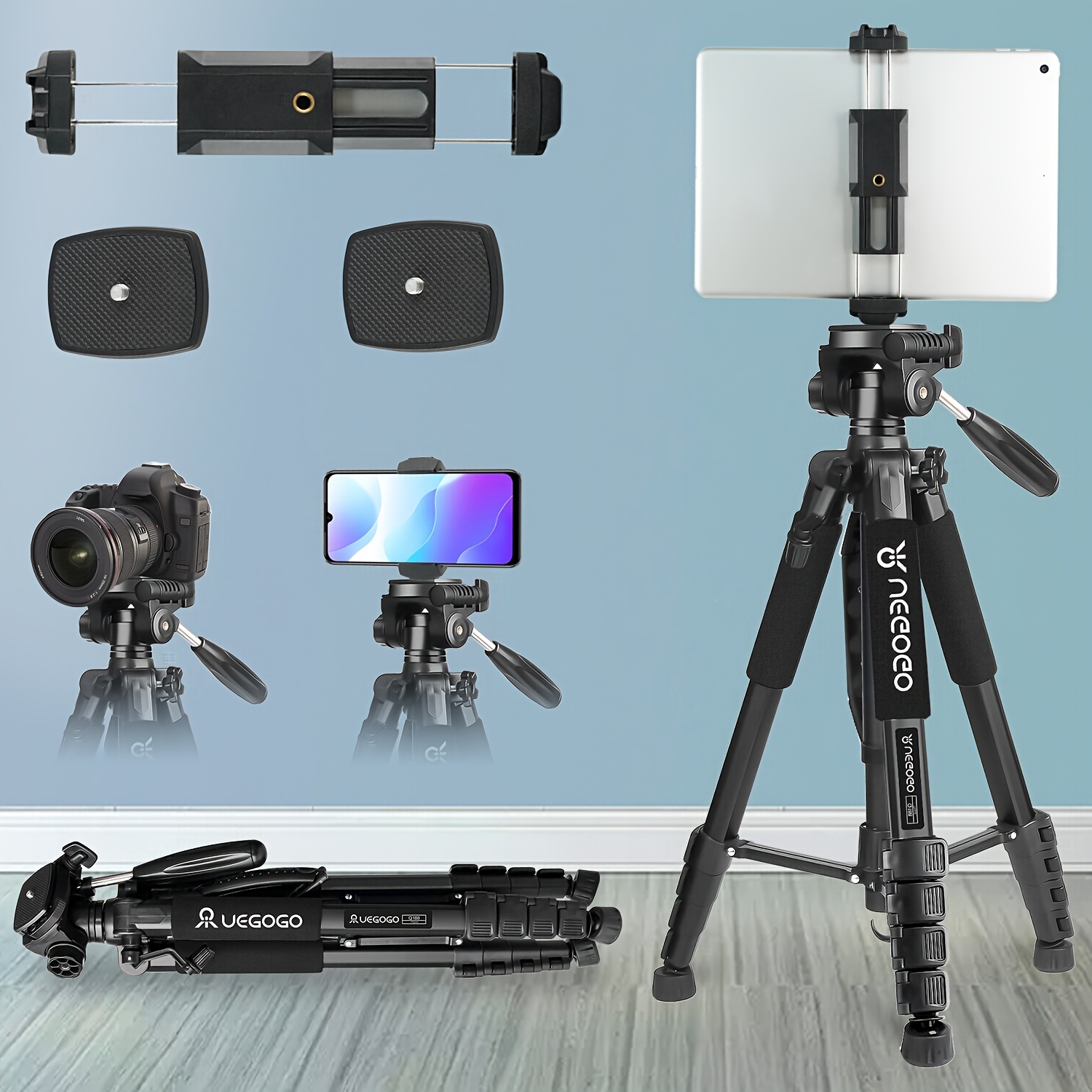 Tripod Camera Stand, cm Tripod for Camera Phone Video Recording,  Heavy Duty Camera Tripod, Professional Camera Tripod, with Mount and  Two