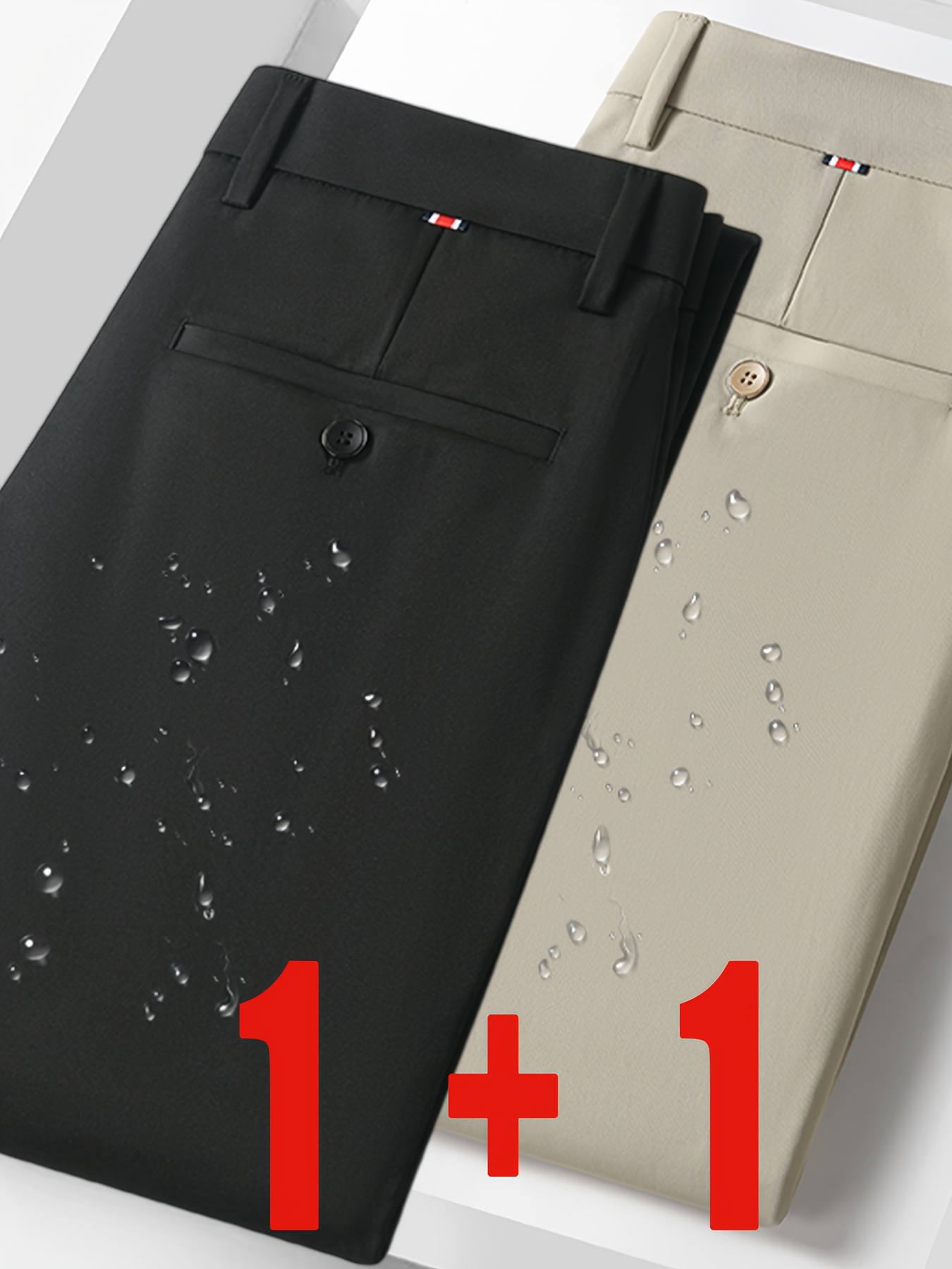 Set of 2, Lightweight Silky Fiber Fabric *'S Straight *-Fit Trousers for  Light Business, Stylish Japanese Fashion Brand, Slightly Stretchy Sports