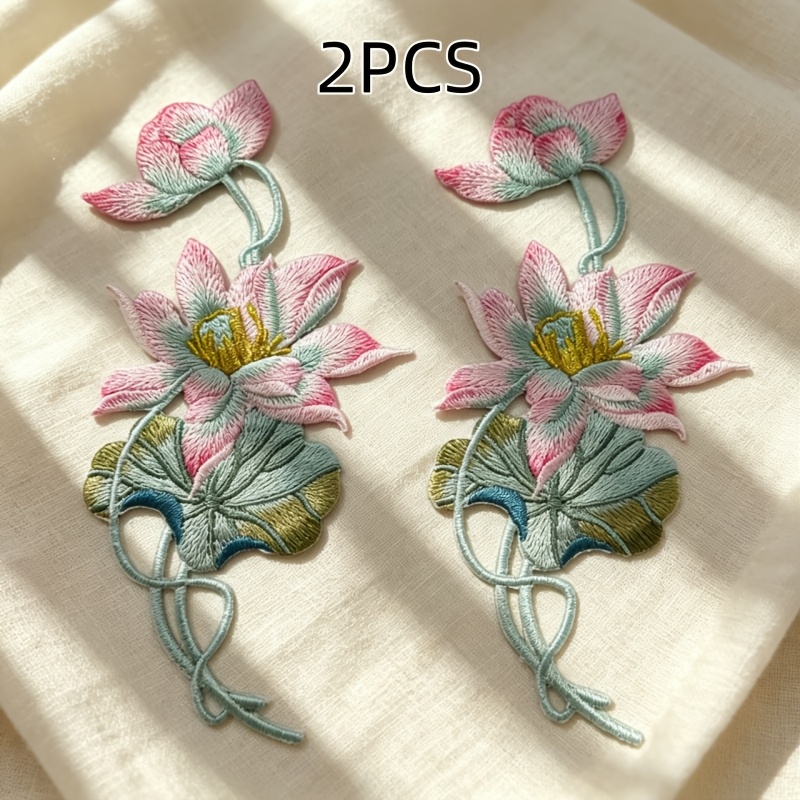 TEMU Exquisite Peony Embroidery Patch, Used For Hanfu, Cheongsam, New Chinese Style Dresses, Bag Modification, Hole Repair, Handmade, Stage Costume