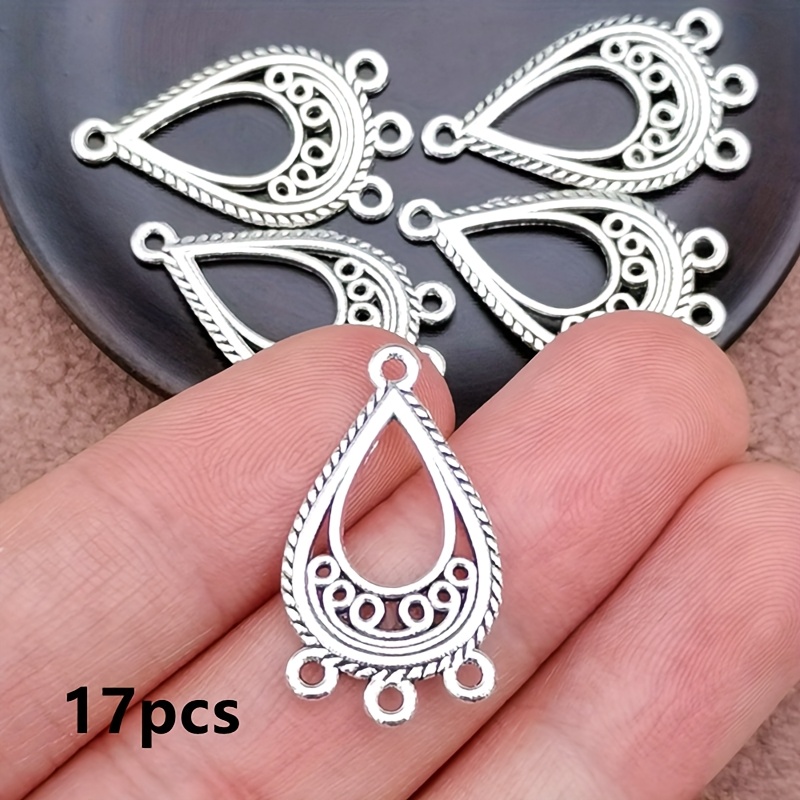 17pcs Elegant Earrings Charm Connector Pendant, Bohemian Style Jewelry Accessories, Handmade Making Bracelet, Necklace, Earring Accessories 15*26mm
