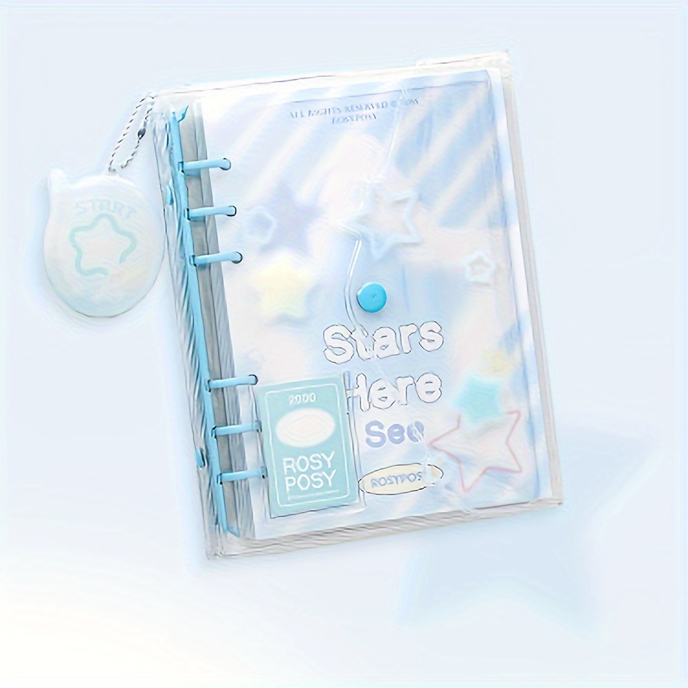 96 page aesthetic notebook envelope clear cover refillable journal w bonus sticker pack charm cute diary set for students kawaii lovers
