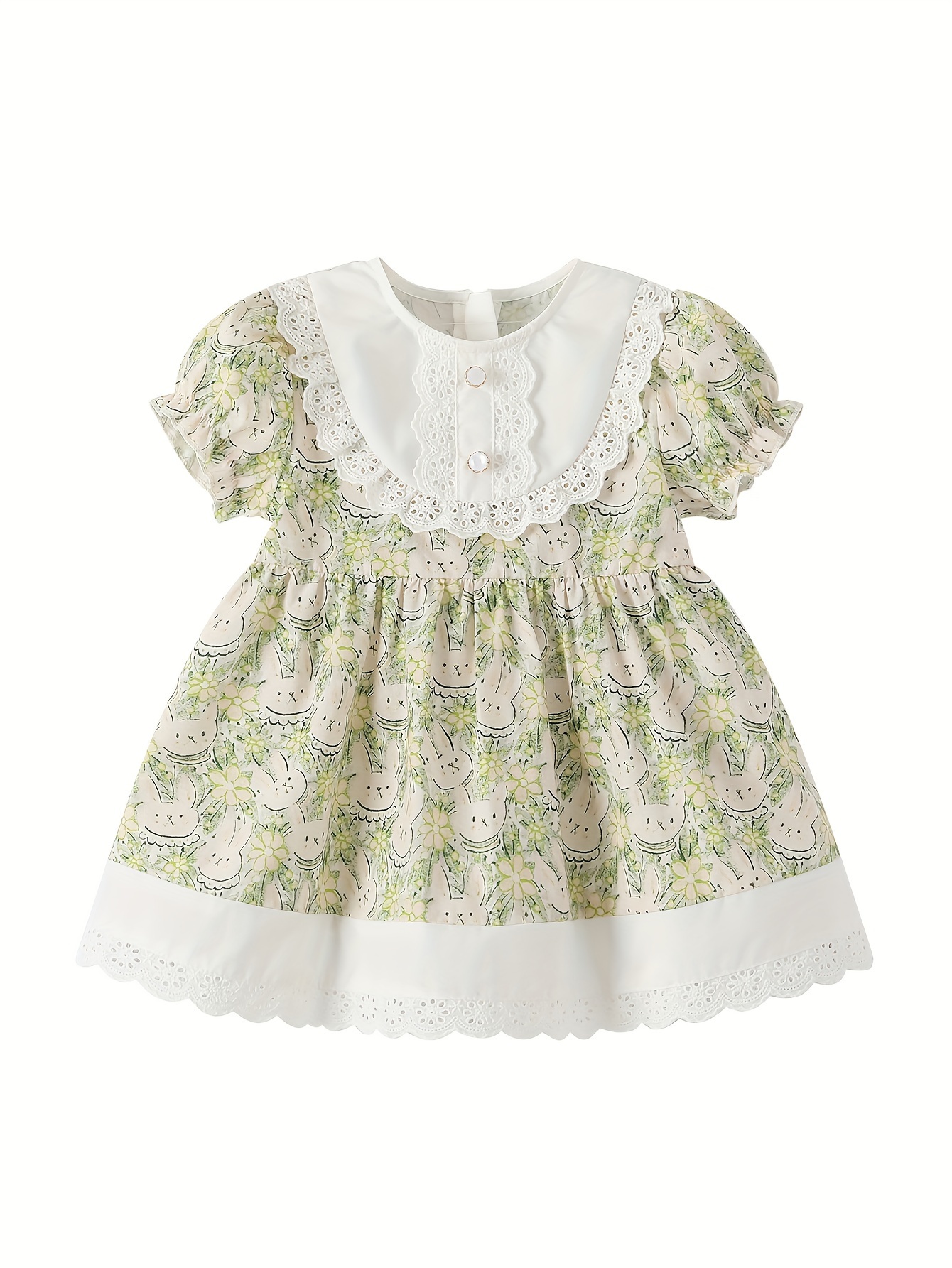 Easter Baby Girl Rabbit Print Newborn 100% Cotton Cute Dress