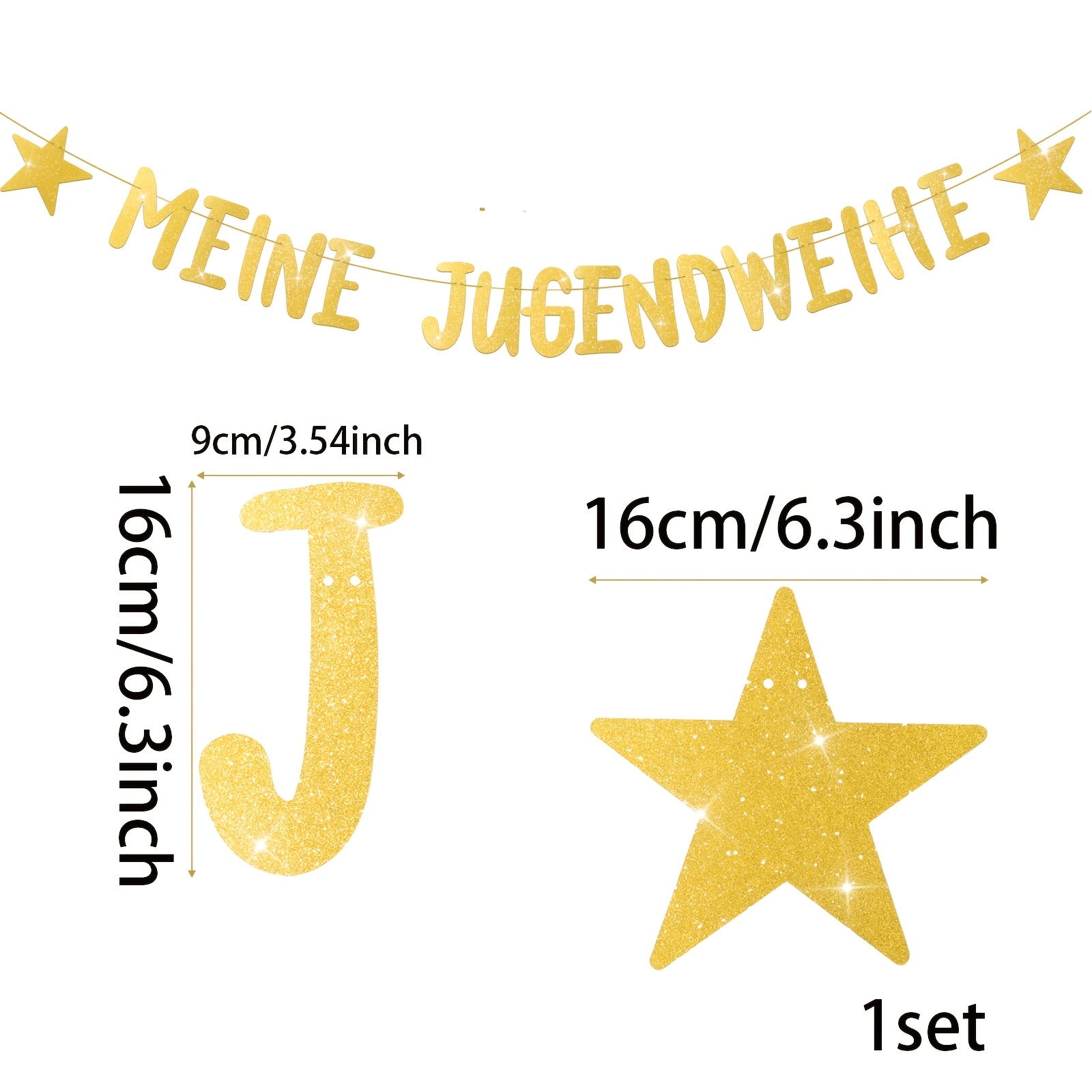 Image of 1 Set Paper Youth Decoration Golden - Wreath, Made Of Sequin Paper - Hanging Youth Banner - Suitable For Male And Female Youth Gifts, Party Banner, Flag