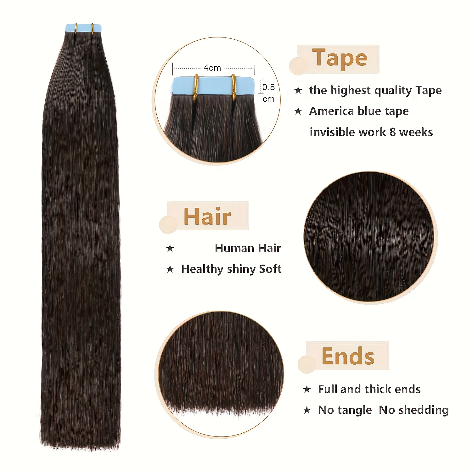 20pcs Brazilian Human Hair Tape Ins Suitable For Straight Black Hair - Damage-free Extensions With Seamless Skin Weft, Volume & Length For Wedding Hair, & Length For Daily Wear, Hair Additions