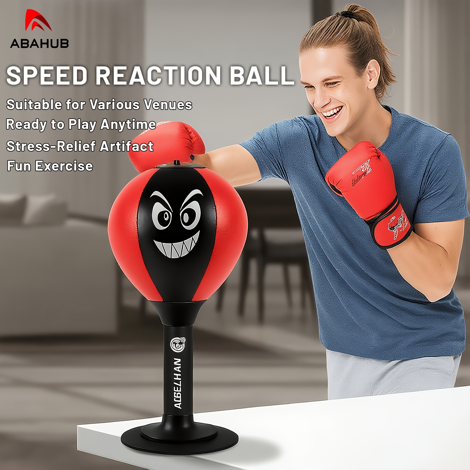 Punching Ball De Bureau Ventouse - Rouge - Anti-stress Enfant Et Adulte