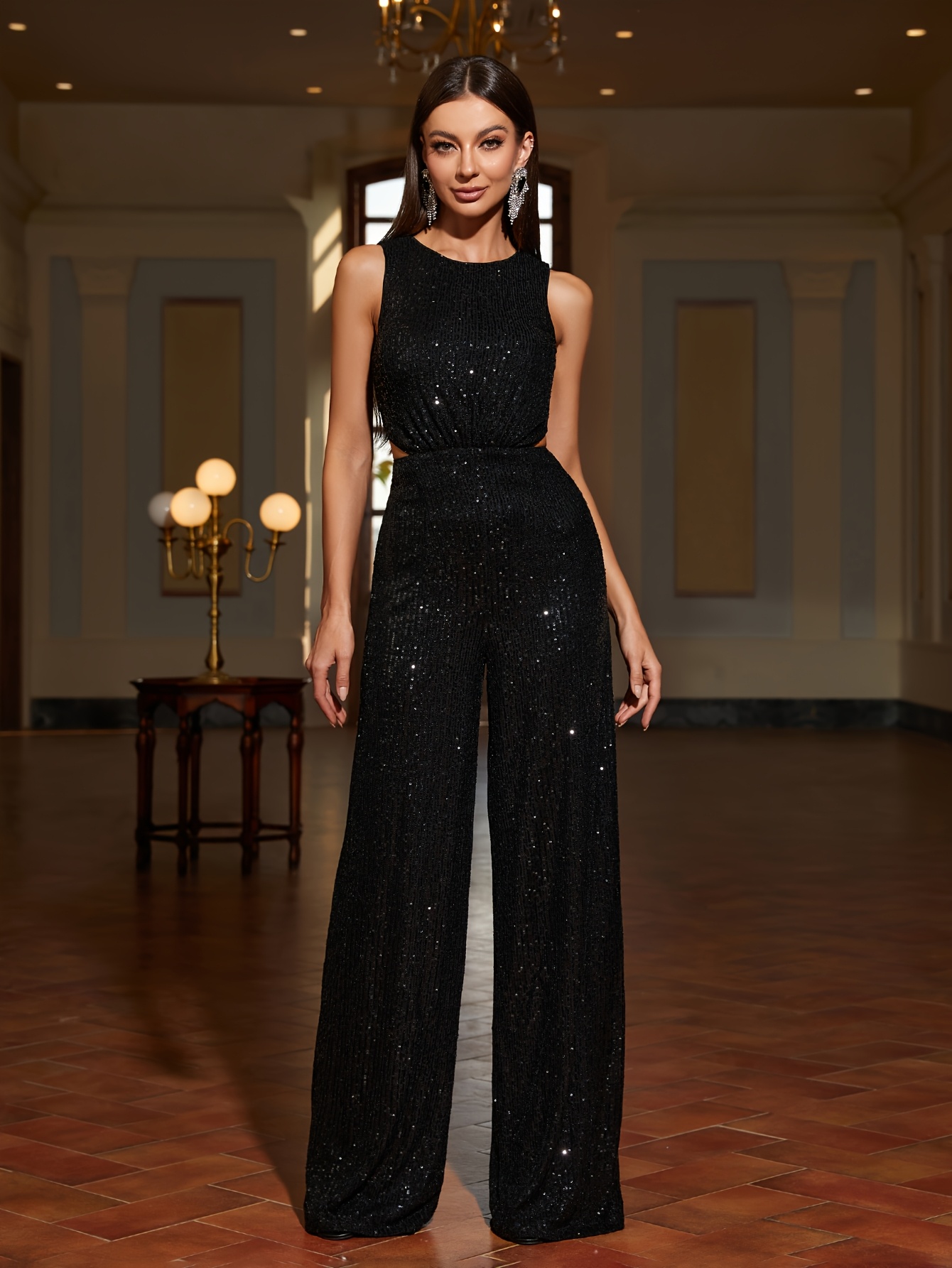 no sleeve round neck hollow jumpsuit family Temu Canada