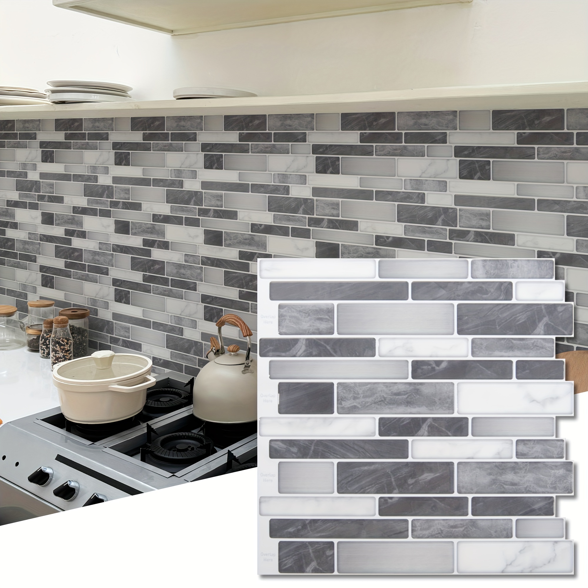 

Art3d 10-sheet Self-adhesive Tile Backsplash For Kitchen, Vinyl Decorative Marble Tiles