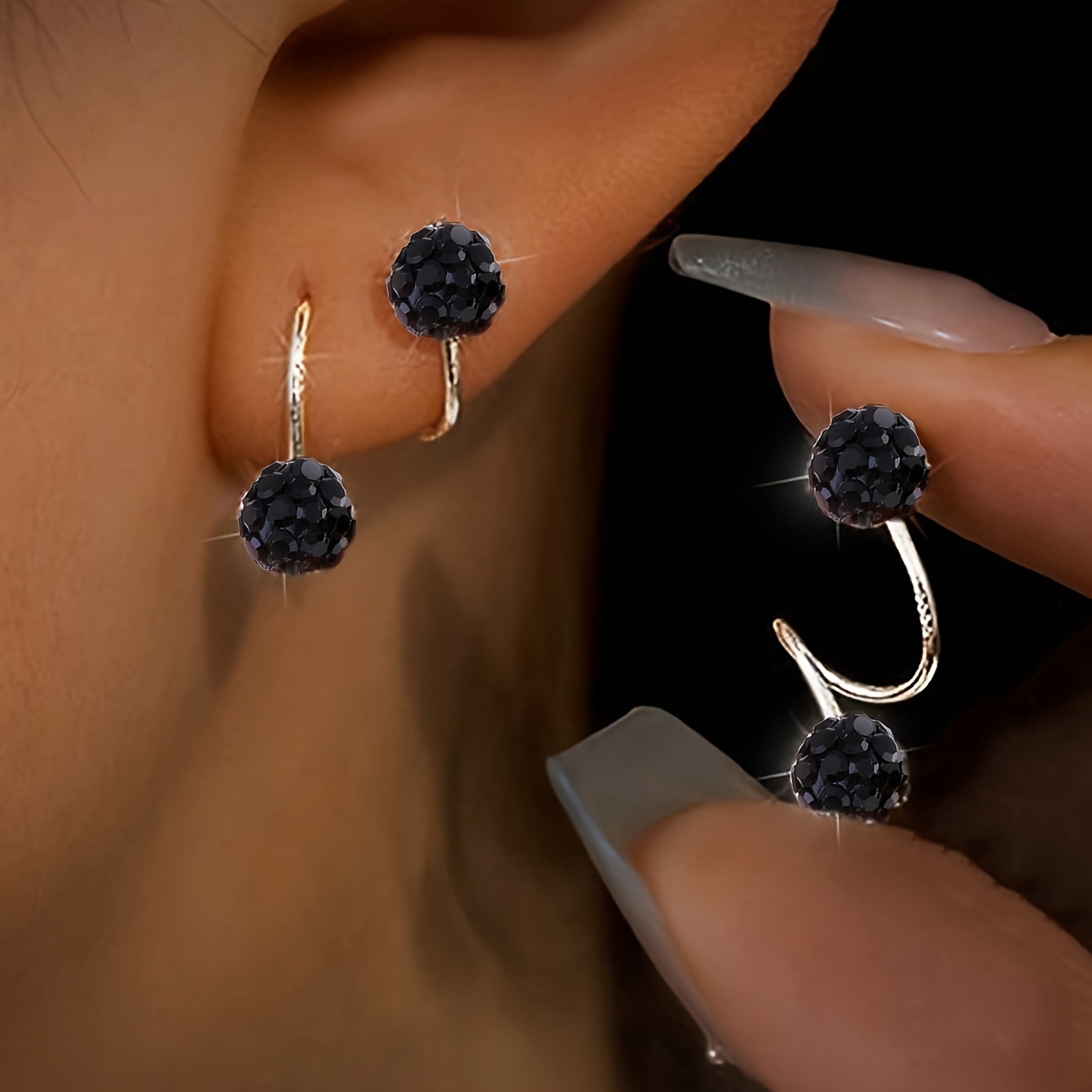 Pair Of Light Double-head Screw Ball Earrings Quirky Piercing Type S-stud
