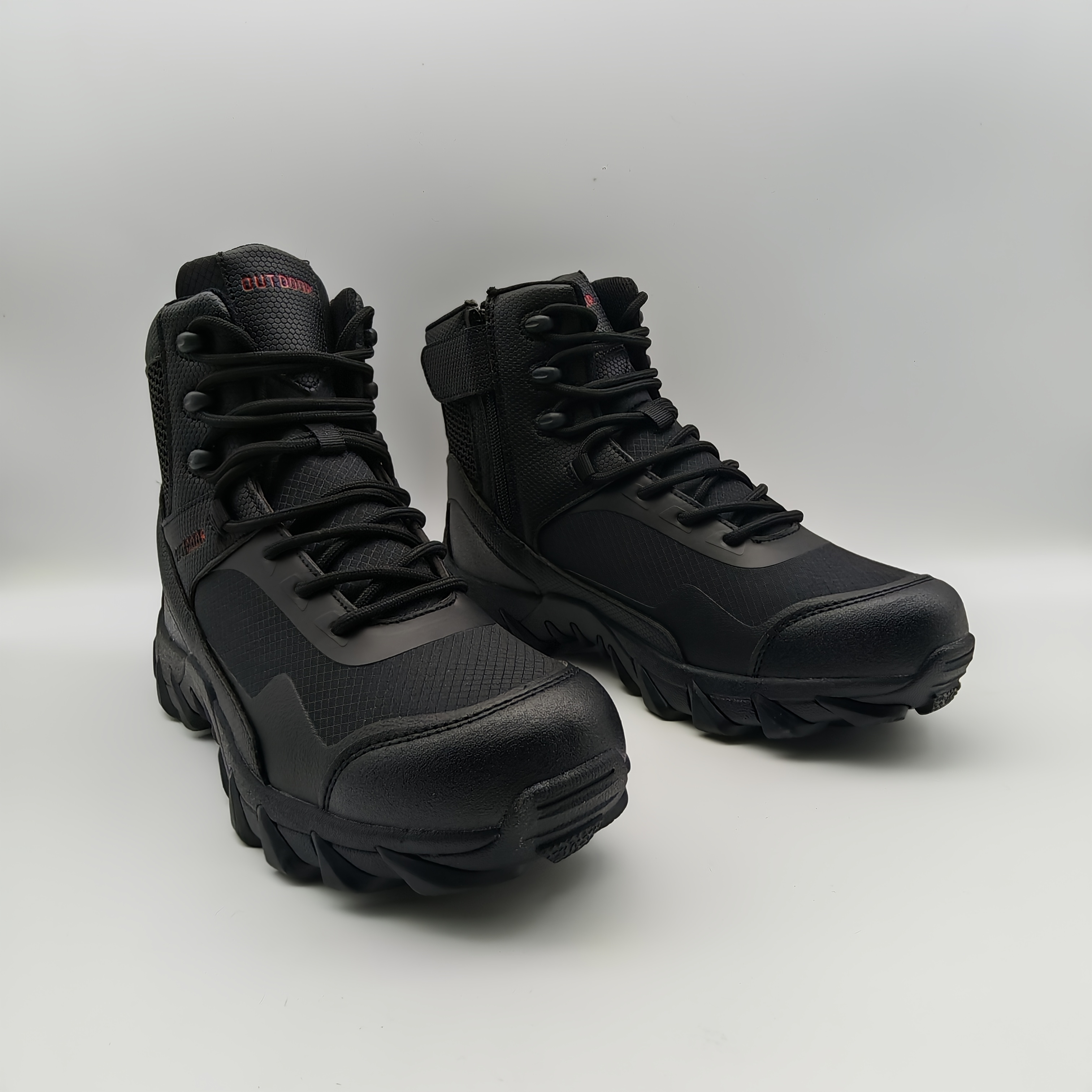 Men's All Terrain Hiking Boots, High Quality Work Boots with Zipper, Breathable Outdoor Shoes for Hiking, Camping, Work