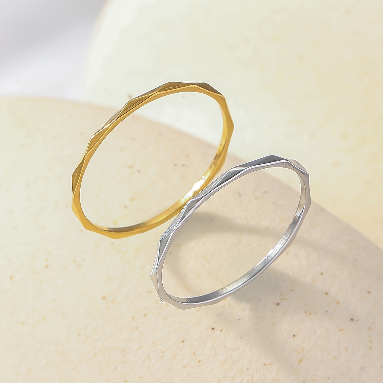 Minimalist Japanese and Korean Fashion Ring, Textured, Stainless Steel Accessory for Women, Ideal for Dates and Casual Outfits