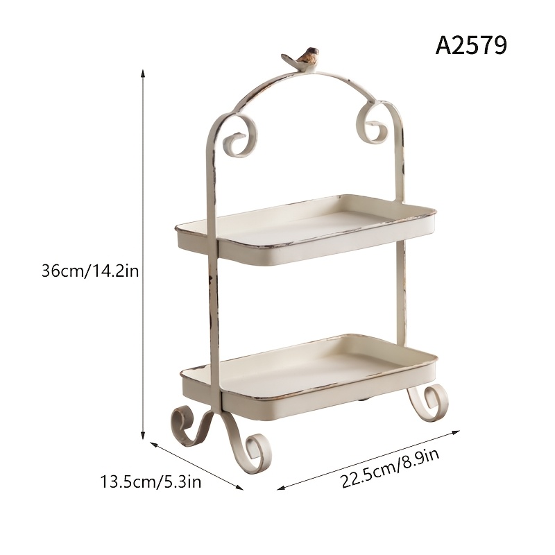 Image of Light Luxury Wrought Iron Desktop Decoration Tray, Retro Vintage Storage Rack, Tea Table, Dining Table, Decoration, Storage Rack, Non-food Contact