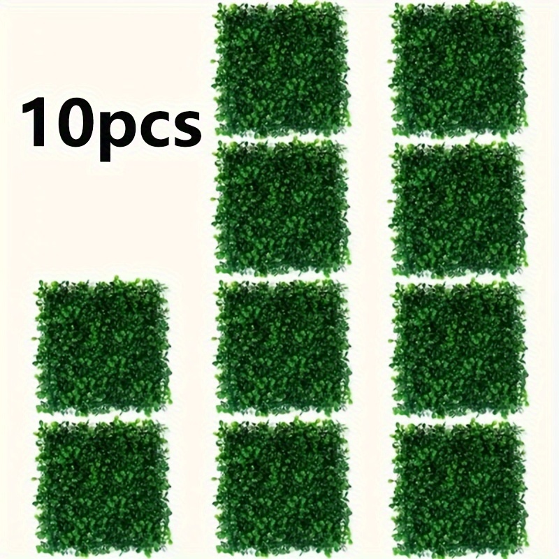 

10pcs Grass Artificial Wall Panels, 9.84x9.84 Inches Plastic Hedge Backdrop, Greenery Mat For Home, Garden, Yard, Party Decor, No Electricity Needed