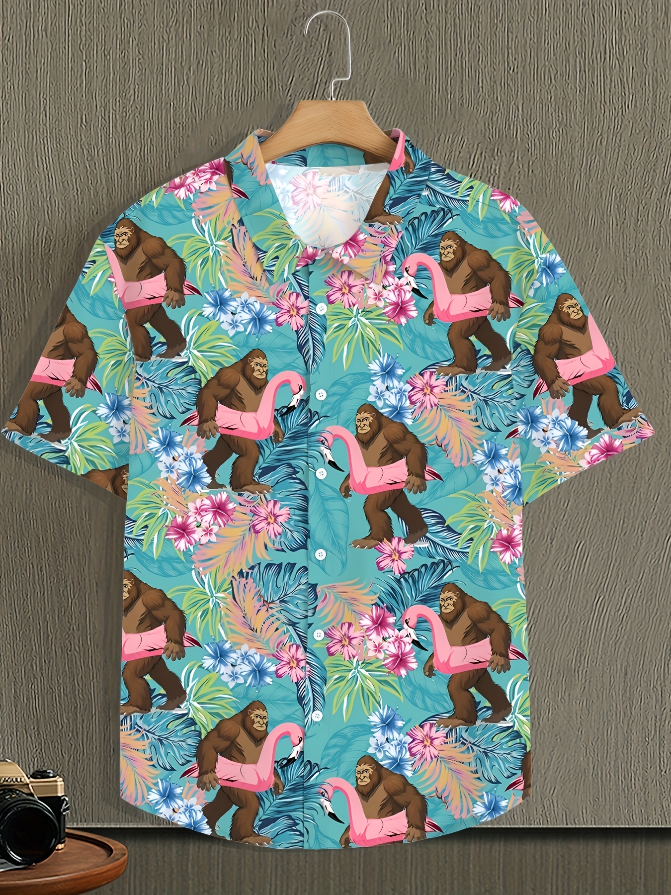 camisa de com estampa tropical masculina Temu Brazil