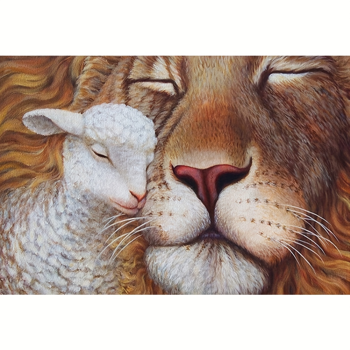 

1pc Lion And Lamb Pattern Rhinestone Painting Set, 5d Diy Acrylic Full Round Rhinestone Inlaid Painting Paint By Numbers, Handmade Set, Holiday Party Decorations, Wall Art Painting