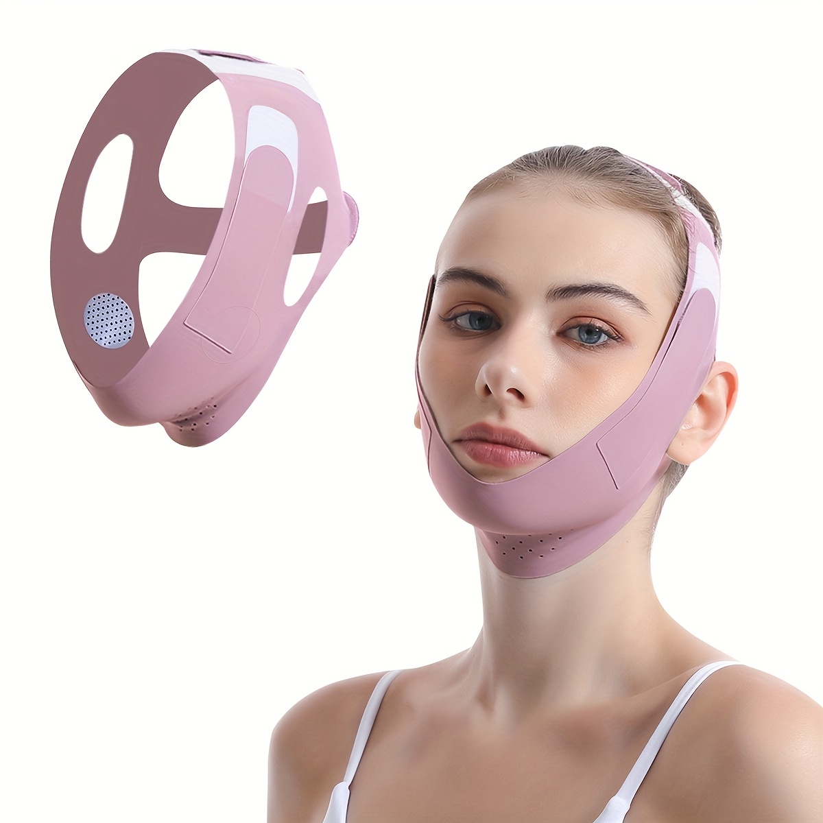 

1pc V-shaped Face Mask, Adjustable Graphene Face Cover With Reusable Fastening Straps, Unscented For Home Use