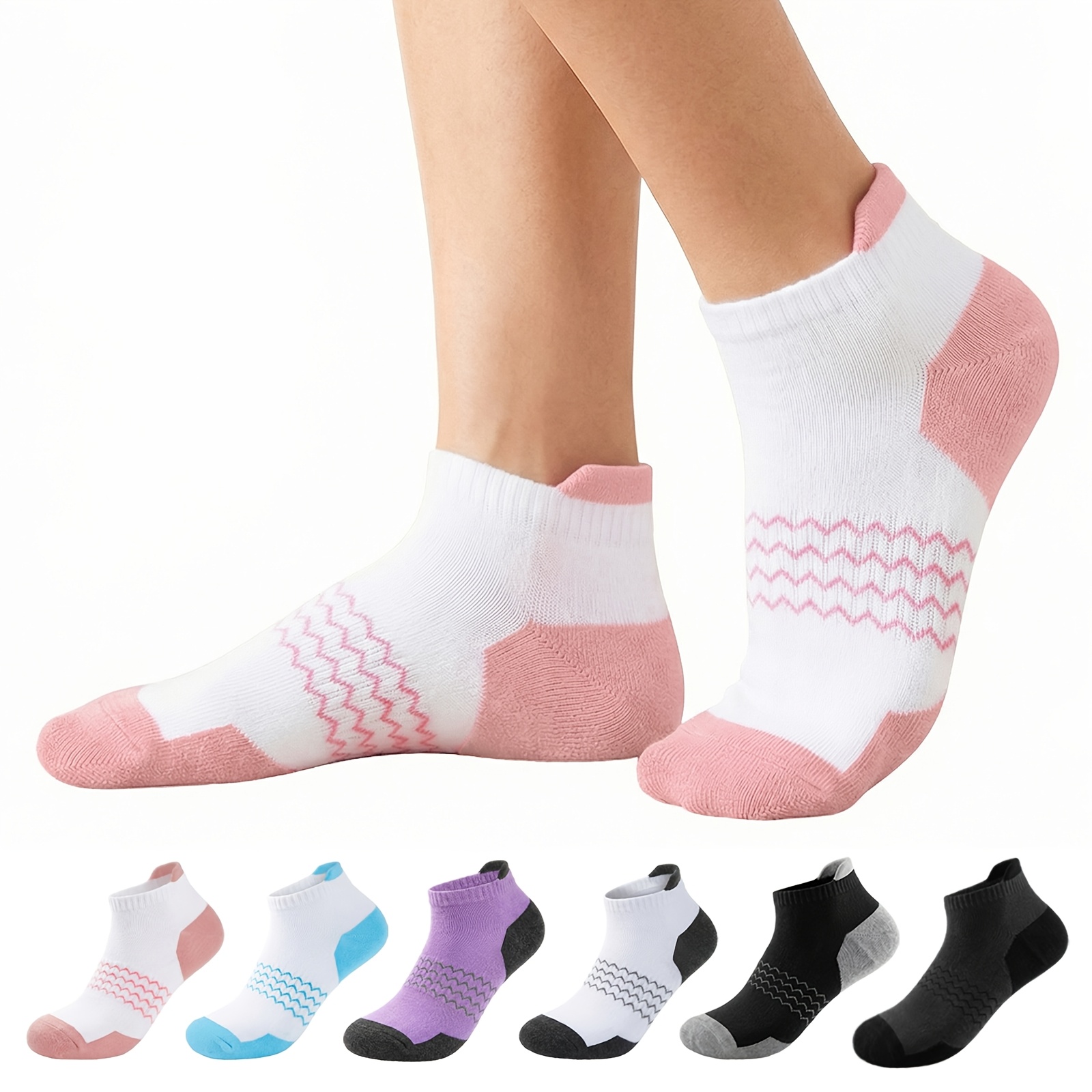 6 Pairs Women's Breathable Ankle Socks, Low Cut Athletic Socks, Cushioned Sports Socks For Running, Walking, And Daily Wear