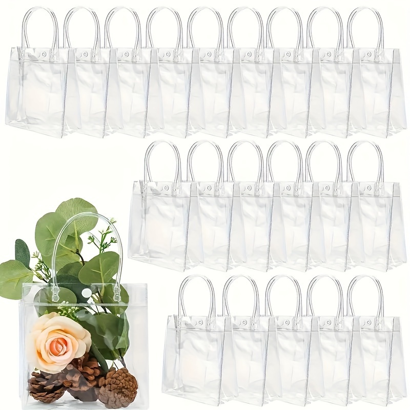 

20-piece Reusable Clear Pvc Gift Bags With Handles - Perfect For Halloween, Christmas, Weddings & Birthdays - 7.87"x7.87"x3.15" - Ideal For Party Favors, Shopping & Crafts