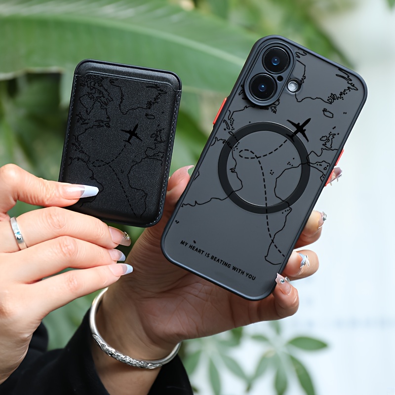 TEMU Phone Case: 2pcs 1 Set&fashionable Luxury All Inclusive Shockproof Chart Pattern For Iphone 16 15 14 13 12 11 Pro 8 Pus Magnetic Phone Case&high