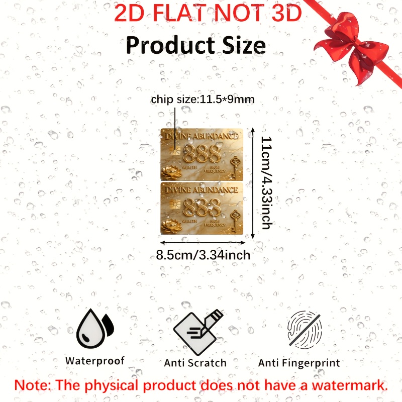2pcs Divine 888 Wealth Card Credit Card Sticker Used For Ebt, Transportation, Keys, Credit Cards, Debit Cards, Card Skins, Protect Bank Cards, No Bubbles, High Quality, Suitable For Small Chip Cards