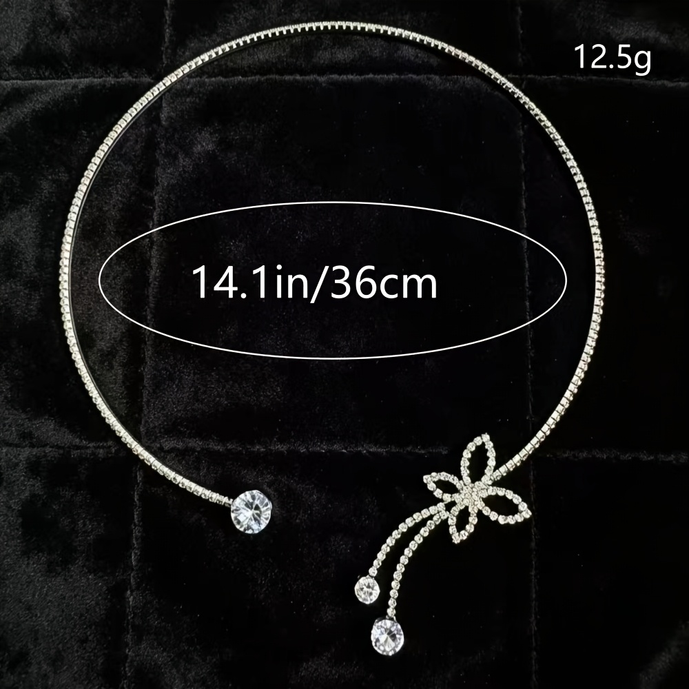 Blingbling Butterfly Rhinestone K Plated Open Collar Choker Necklace