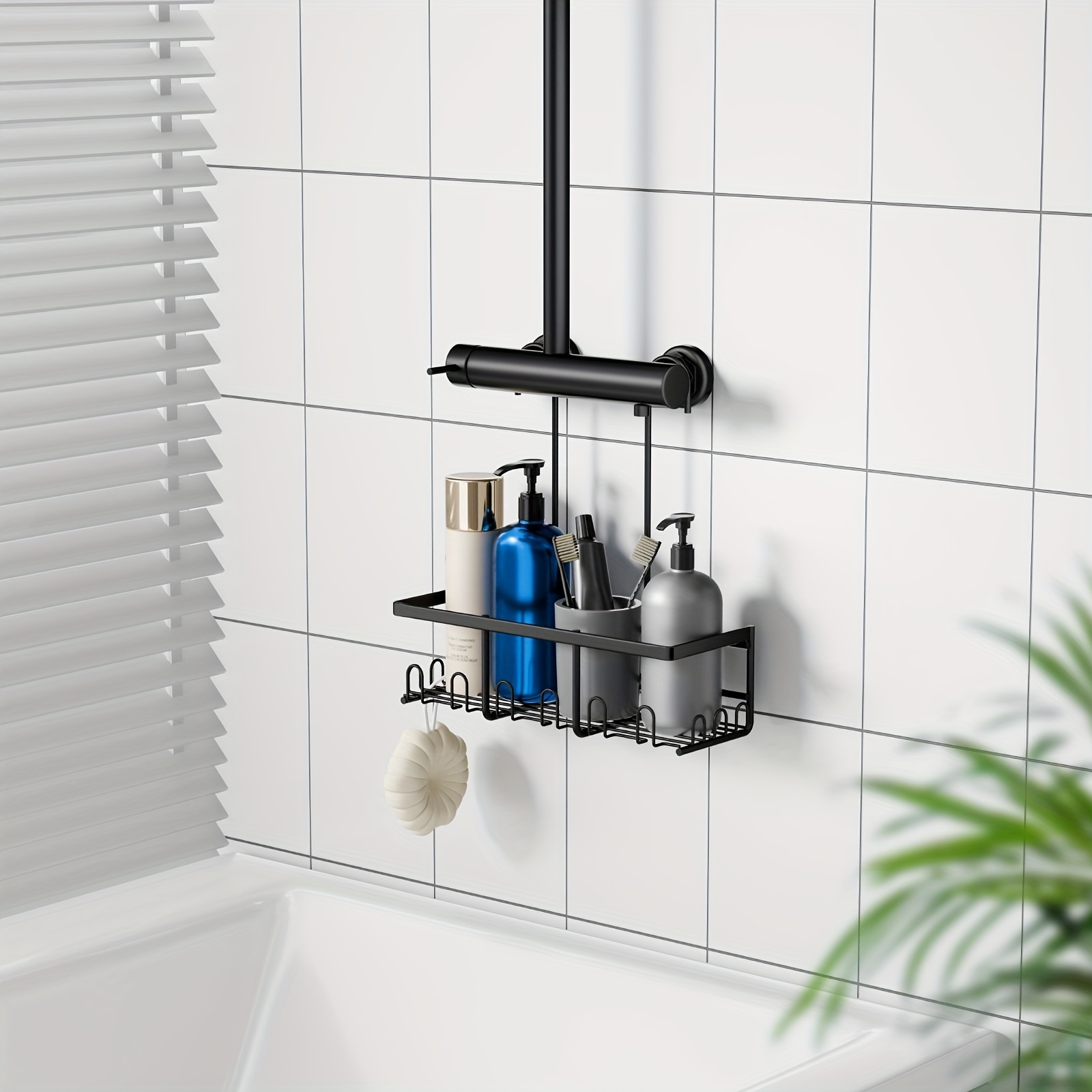 Stainless Steel Shower Caddy - No-drill Hanging Organizer For Shampoo, Body , Black Bathroom Storage Rack With Multiple Compartments, Shower Or Bath, Shower Caddy Organizer, , Durable Construction