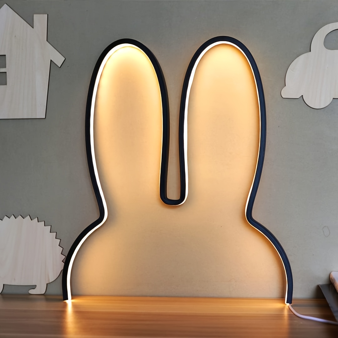 1pc cute rabbit led wall lamp usb plug in three color dimmable night light for bedroom office study room decor ideal gift for mothers day valentines   room light   design usb powered lamp rabbit night light Product details 2