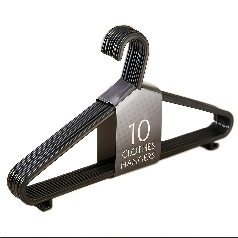Image of Set Of 10 Adult Plastic Hangers, And Long-lasting, Designed For Wardrobes And Closets, Featuring Trouser Bars And Clips, Space-efficient, Measuring Cm In Width ()
