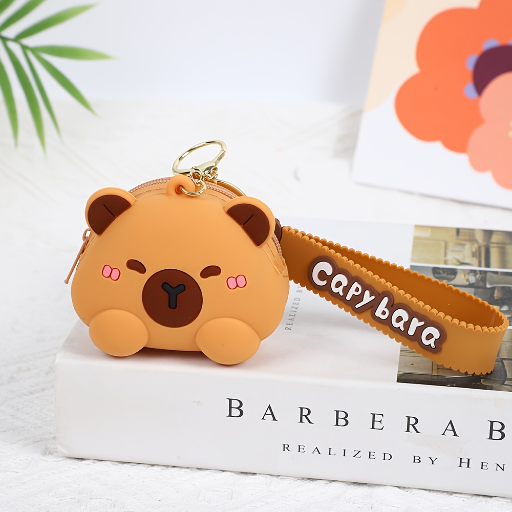 TEMU Cute Capybara Silicone Coin Purse, Wallet Organizer Pouch, Backpack Charm, Small Accessory For Daily , 1pc