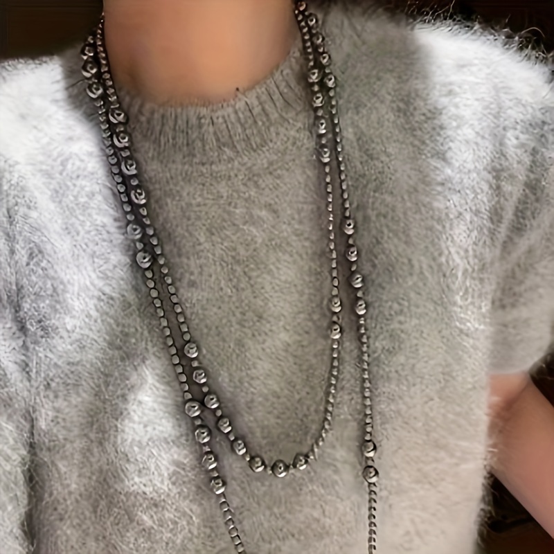 

.8-meter-long Sweater Necklace In Multiple , Simple Knotting, And Gifts Are Perfect { Is A Small In The Size Of Hand- Beads A Normal Phenomenon, Please Do Not }