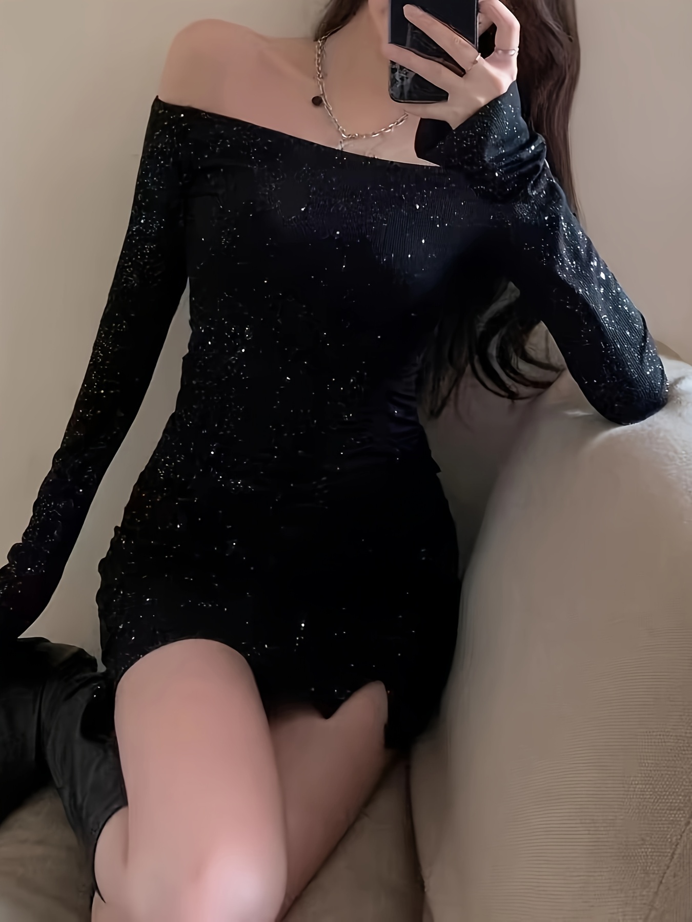 vestido corto ajustado lentejuelas solo Temu Argentina