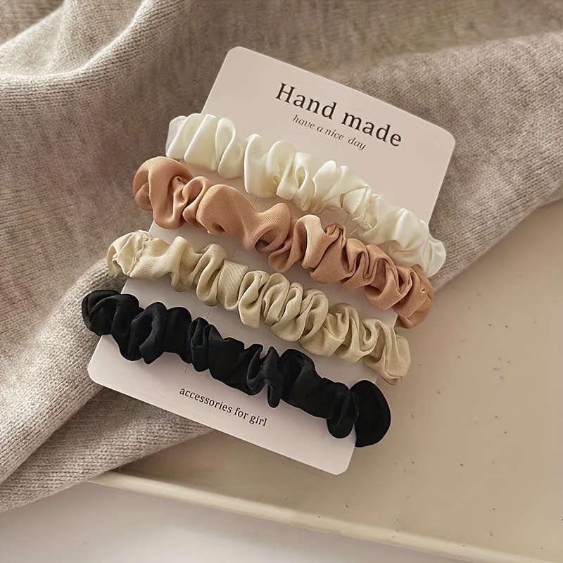 4pcs Set Of Handmade Fabric Headbands For Women - Minimalist Stretchy Hair Ties, Solid Color High-elasticity Durable Headbands, Elegant Hair Accessories Suitable For Ponytails And Buns