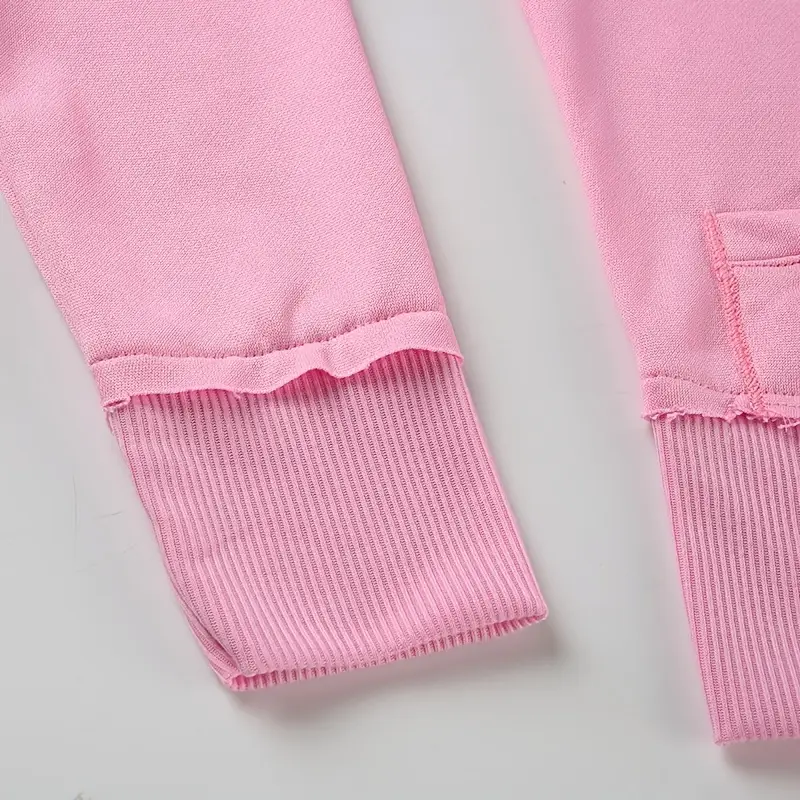 schickes Y2-Sweatshirt mit Kapuze und Reißverschluss und Taschen, lässig, einfarbig, dehnbare Polyestermischung, maschinenwaschbar, Details 2