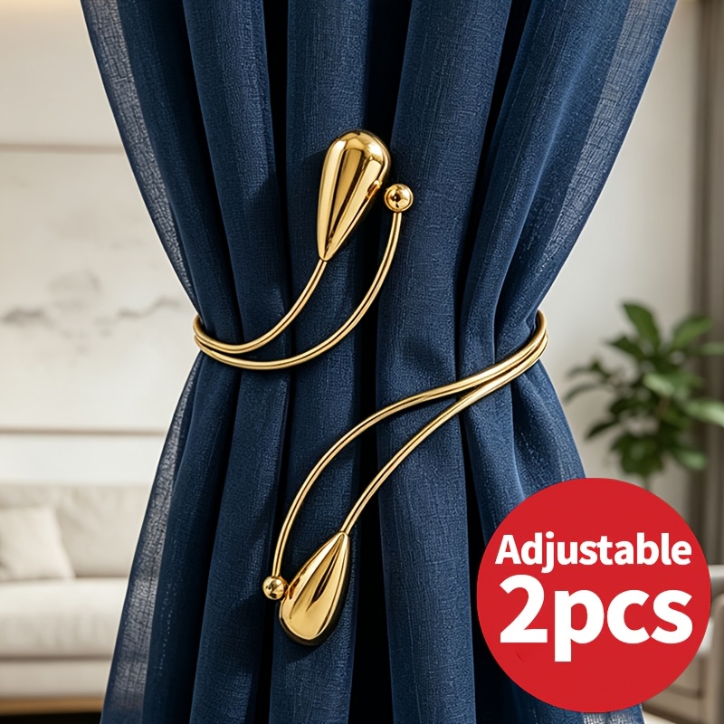 TEMU 2pcs 3d Water Drop Sphere Curtain Tassels Golden/silvery Open Adjustable Tie Bands