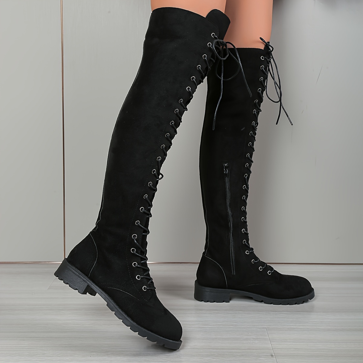 Overknee Stiefel Stiefel Schwarz Mit SchnÃ¼rung Schwarze Overknee