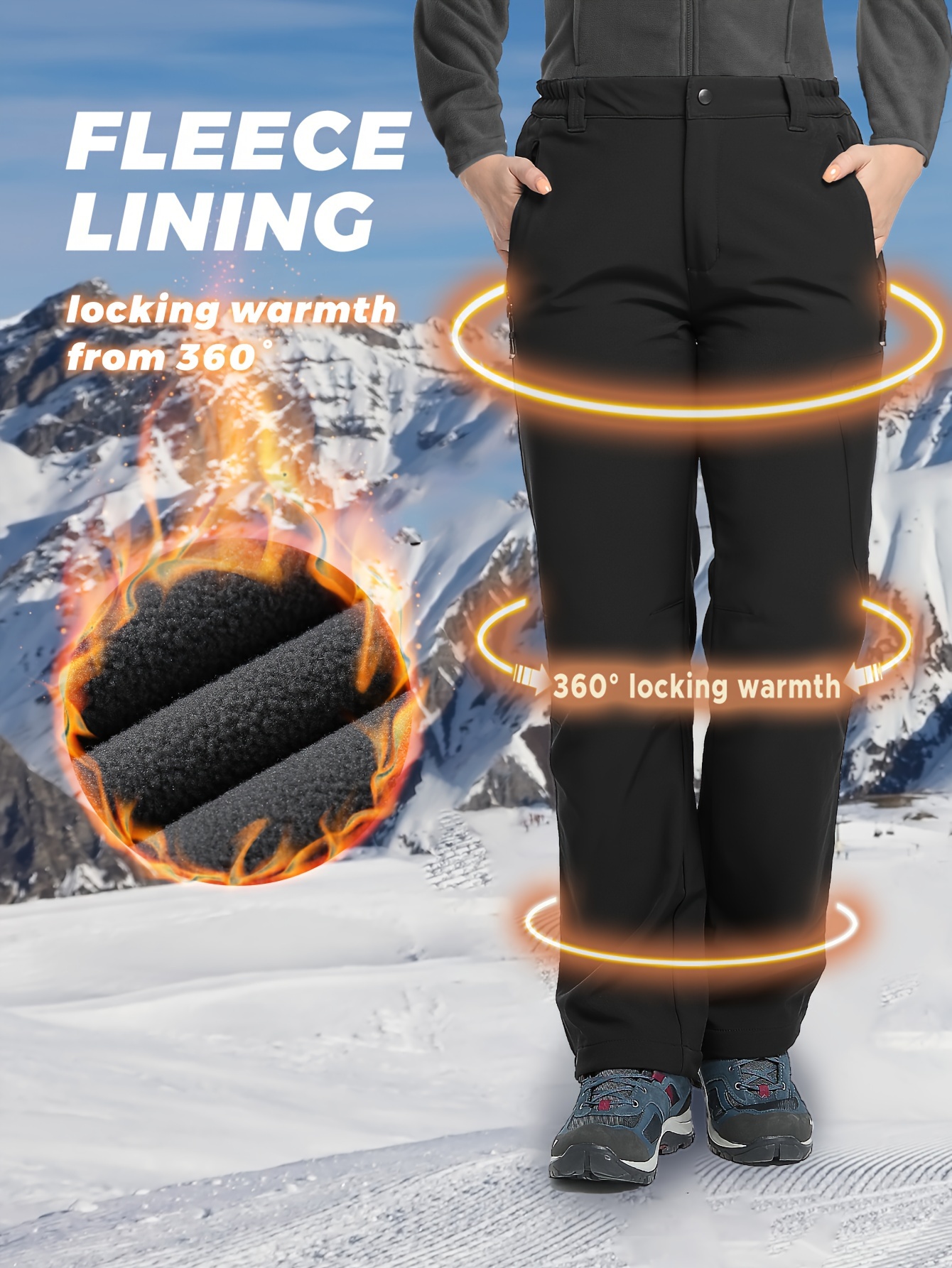 33 000ft womens hiking pants fleece lined snow pants windproof warm ski pants for snowboarding