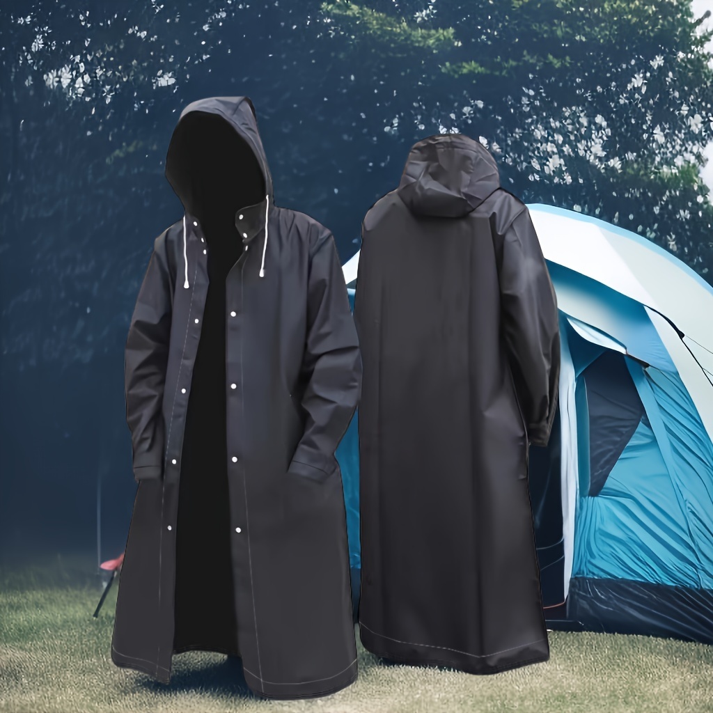 ioutdoor Mens Raincoat Long Rain Mac Women Waterproof With Drawstring Hood,Reflective Rain Coats For Rainy Camping Hiking Fishing