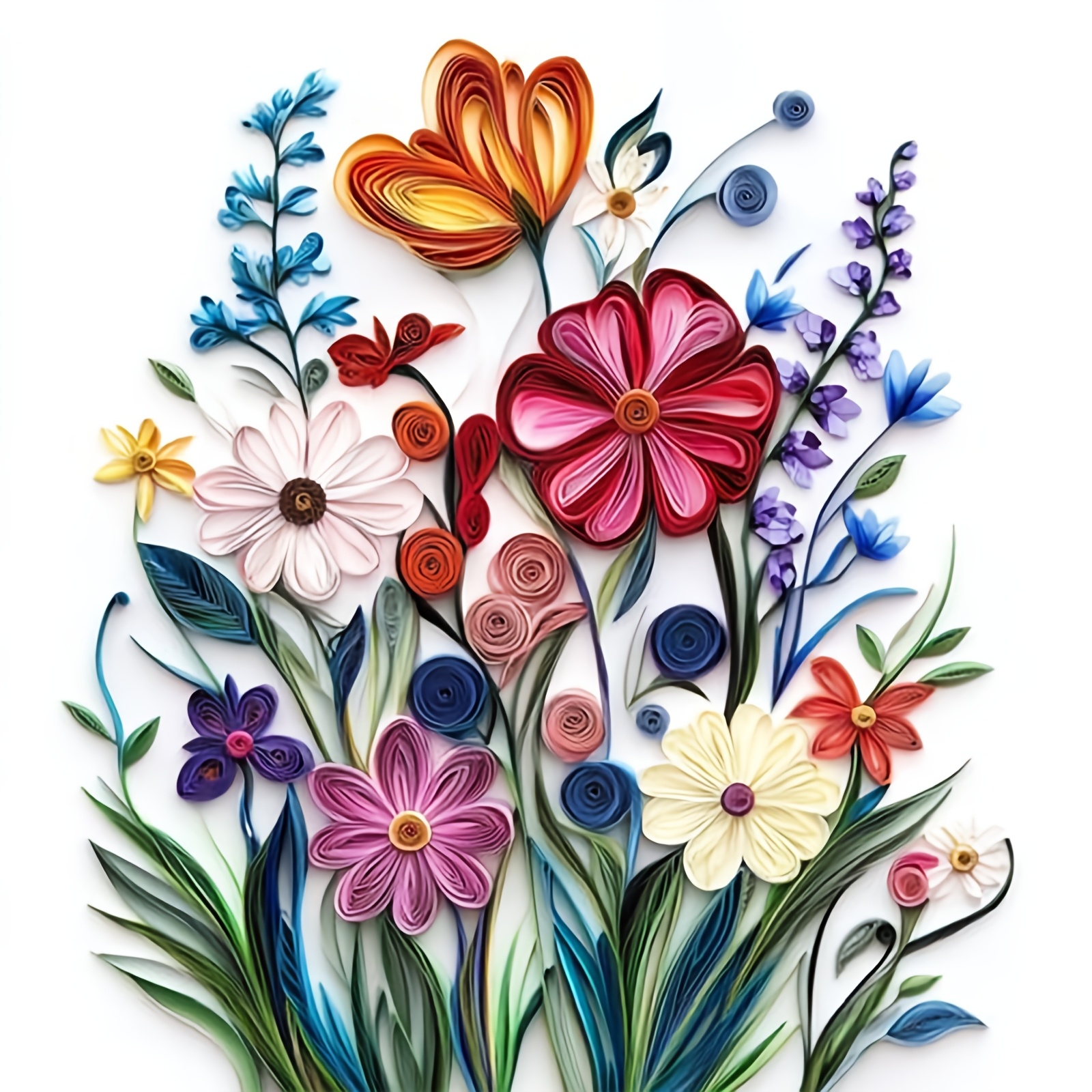 Quilled Bouquet Cross Stitch Printing Kit for Beginners