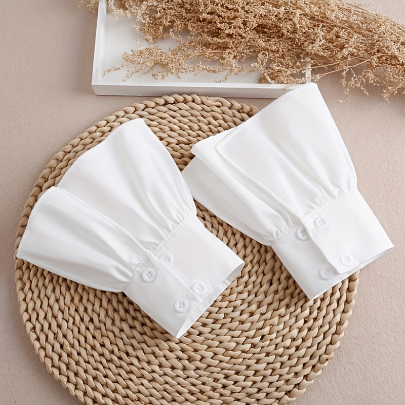 

Elegant For Lotus Leaf Lace Fake Cufflinks - Trumpet Shaped, Non-stretch Linen Wristband Accessories For Women, Small Fragrant Style, Three-dimensional Lace Decoration, Casual, Going Out Occasion