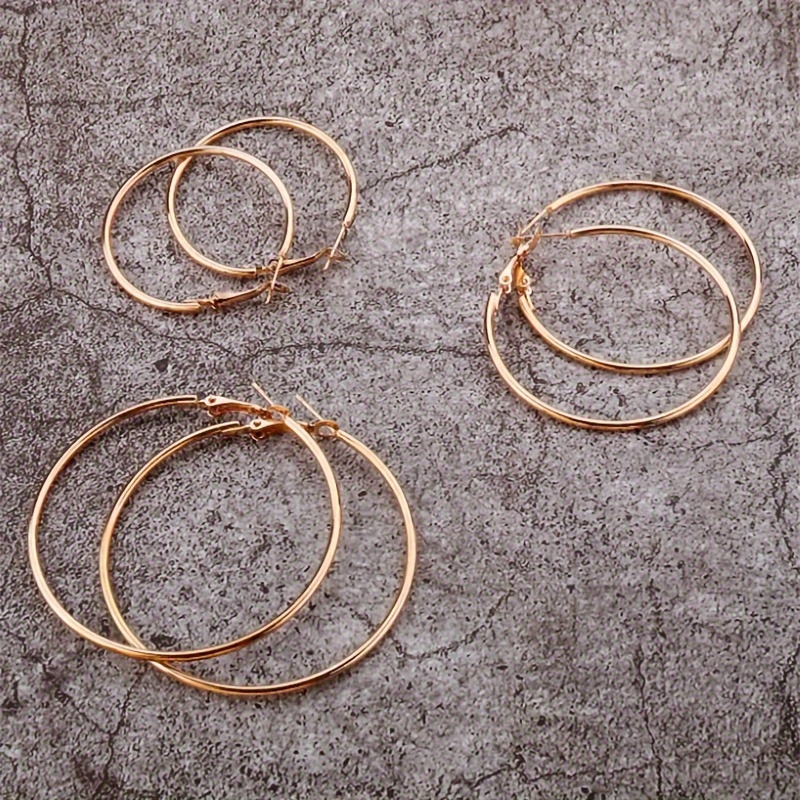 6pcs/set Fashion Glossy Metallic Hoop Women's Earring Set