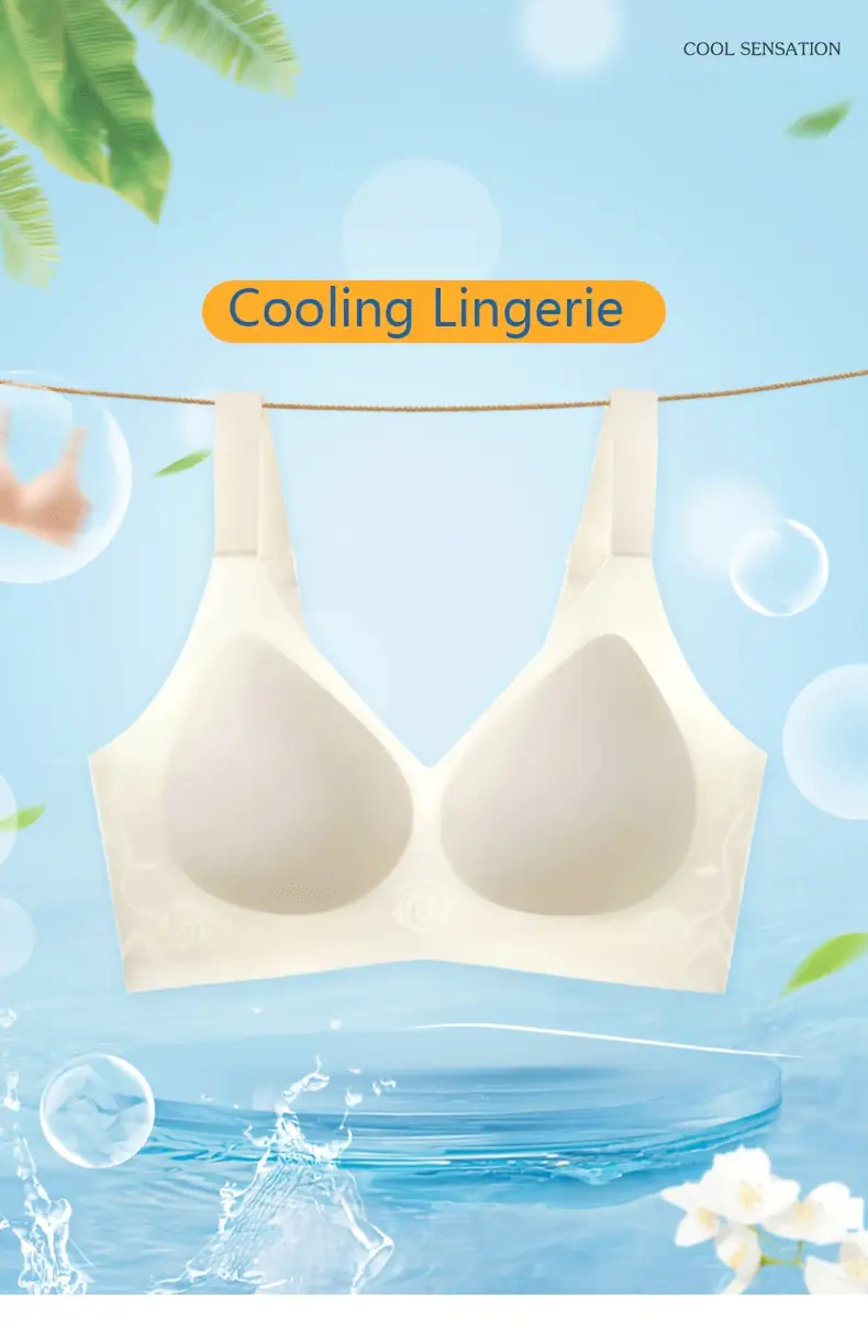 4pcs womens bras seamless wire free push up with bunny ear design anti sagging full coverage soft ice silky fiber fabric non removable padded cups elegant everyday black beige light green white lingerie smooth texture bra Product details 0