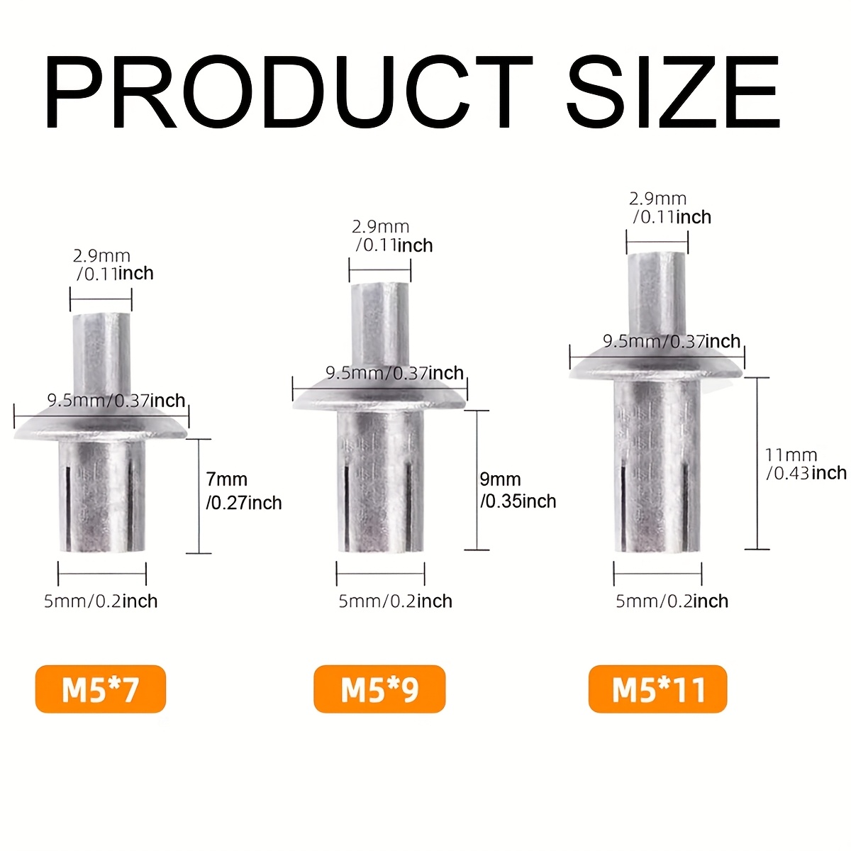 100pcs Aluminum Hammer Drive Rivets, Knock Out Type Expansion Fasteners, Round Head Blind Aluminum Rivets for Home & Electronic Equipment