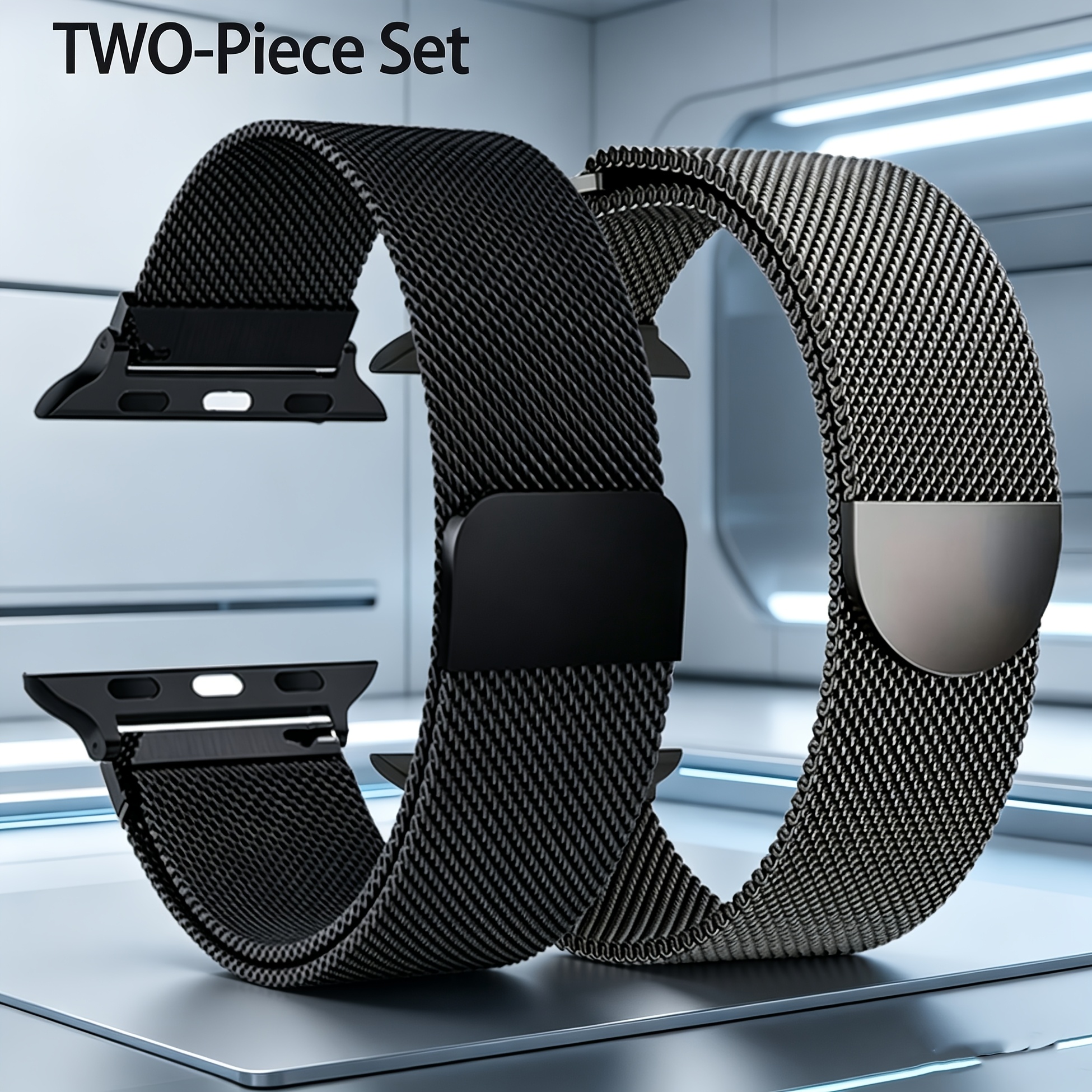 TEMU 2pcs Fashion-upgraded New Mesh Stainless Steel Watch Band For Men Women, Perfect As Gift For Christmas, Halloween, Birthdays Or New Year.