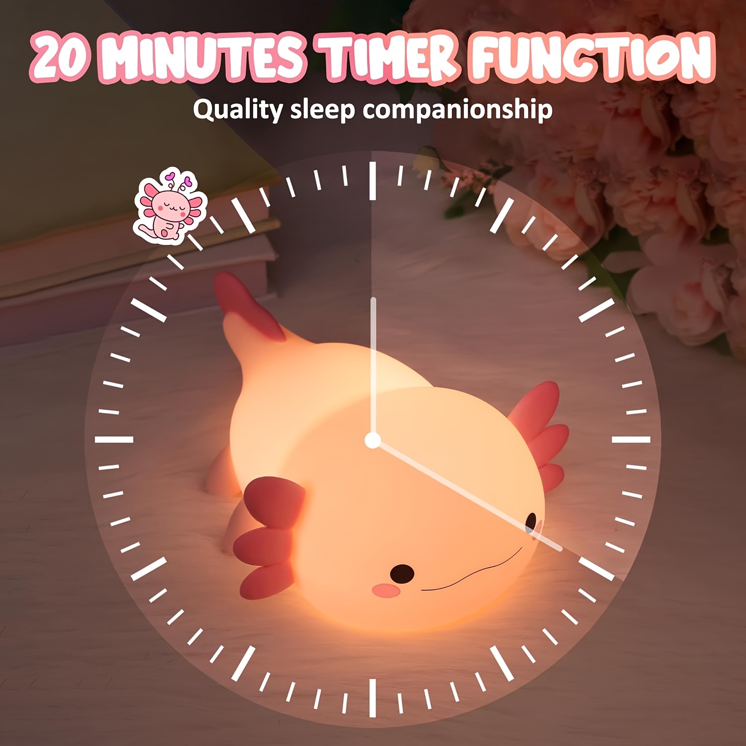 cute cartoon axolotl night   controlled with timer function and usb charging desk lamp bedroom living room dining room desk decoration led lights christmas and birthday gifts office lamp computer desk lamp gift ideas bedroom lighting whimsical lighting   design plastic construction rubber base room decor gifts Product details 5