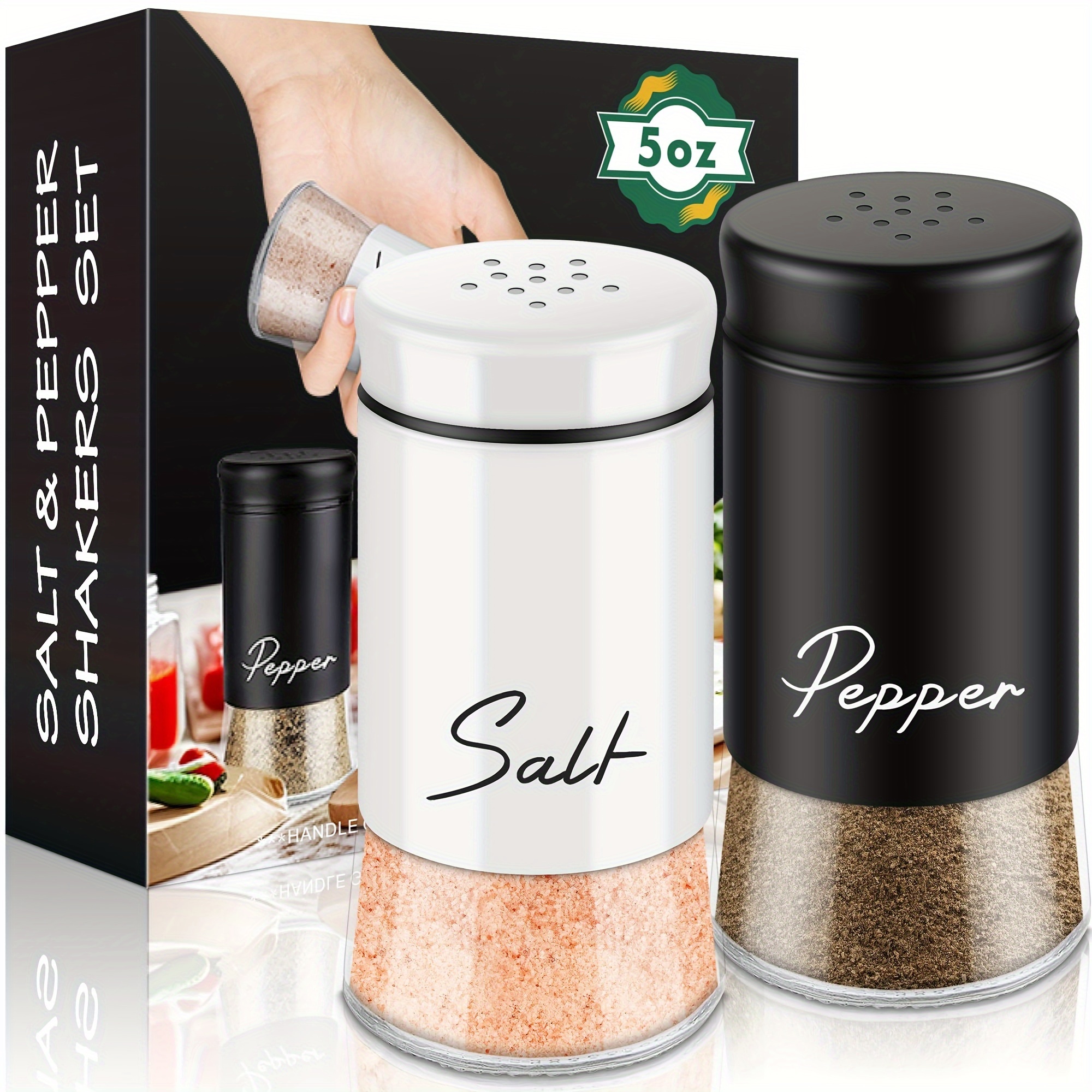 TEMU 2pcs Salt And Pepper Shakers Set, 5oz Clear Salt Shaker With Stainless Steel Lid For Kitchen Gadgets Cooking Table Housewarming Gift Refillable Design