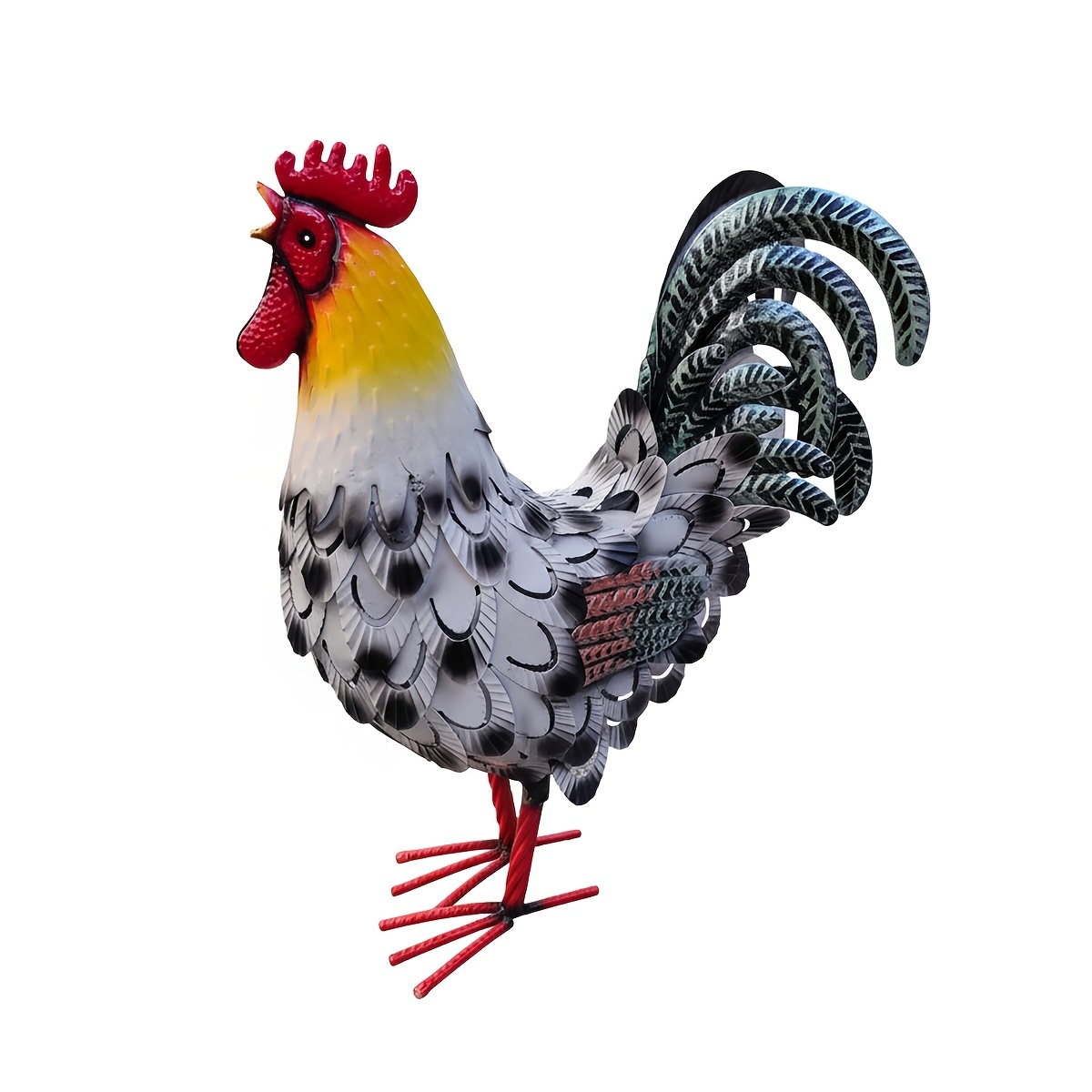 Image of 1pc, Large Metal Rooster Decor (15.7''), Rooster Garden Statues Decor, Yard Chicken Decorations,outdoor Garden Statues, Metal Chicken Sculpture For Backyard Patio Kitchen Decor & Lawn Ornaments