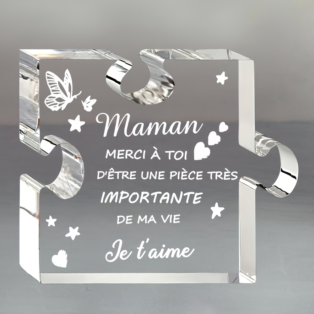 TEMU 2d Flat, 1pc, Mom Gift, Mother's Day Gift, Acrylic Block Puzzle Engraving, Mom Birthday Gift, Wife Birthday Gift, Mom Christmas Gift, Women's