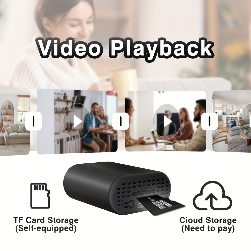 Cámara de seguridad inalámbrica Wifi compacta para el hogar - una cámara portátil para interiores con detección de movimiento, visión nocturna y alertas para teléfonos inteligentes, con un diseño compacto alimentado por USB adecuado para la monitoreo del hogar, apariencia moderna y elegante, lente de alta calidad