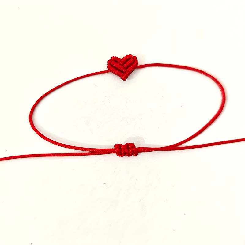 Handcrafted Adjustable Friendship Jewelry Featuring A Braided Heart Bracelet In Pink, Purple, And Red, Perfect For Weddings And Birthday Celebrations